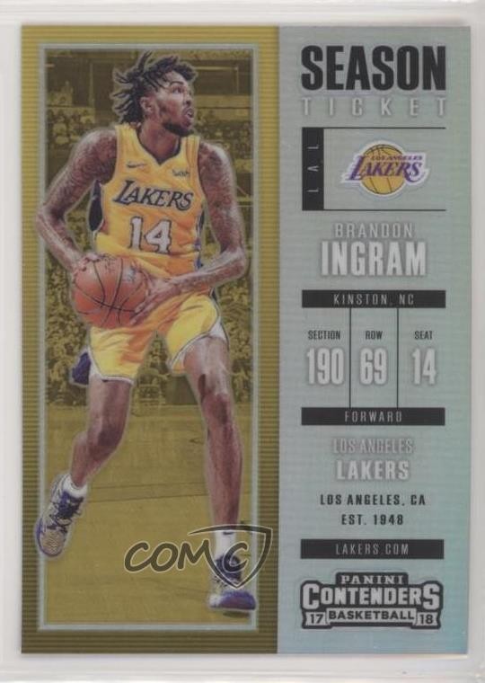 2017-18 Contenders Season Ticket Premium Edition Silver Prizm Brandon Ingram fm0