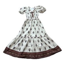 Anthropologie Moon River Small Floral Prairie Midi Dress Smocked Puff Sleeve