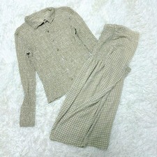 ISSEY MIYAKE FETE Setup Beige Plaid Pattern Free Size Flare F/S from Japan