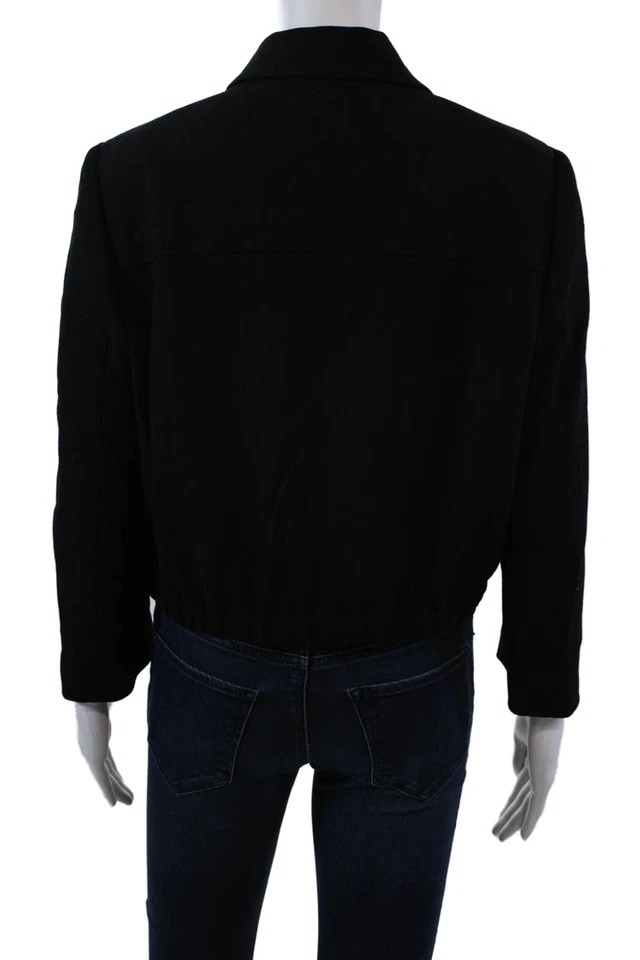 Blusa corta RED Valentino para mujer cremallera completa manga larga cuello negra talla 46 EUR Foto 3 de 4