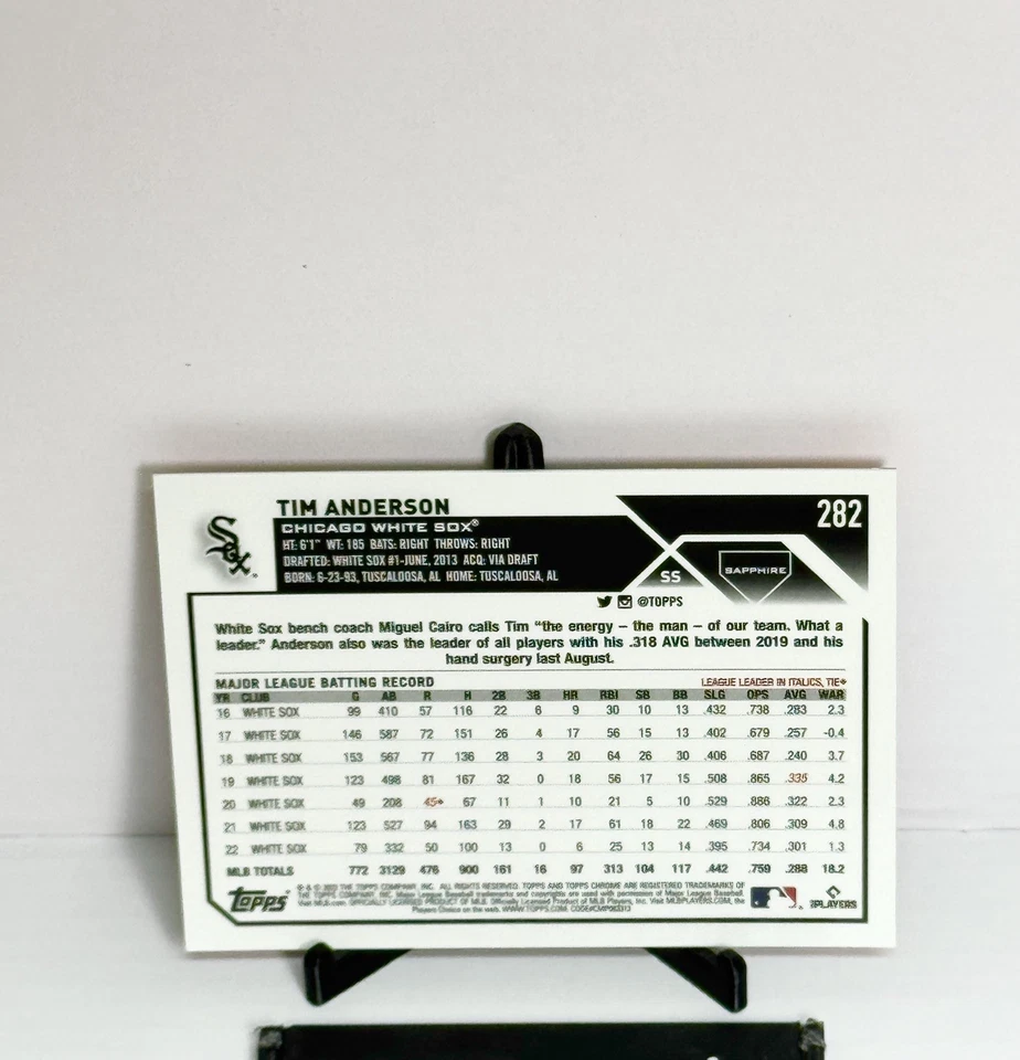 2023 Topps Chrome Sapphire Edition - Tim Anderson #282 Orange /25 - Image 2 of 2