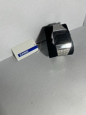 Casio A500WA-7D Vintage Silber Edelstahl Weltkartenanzeige Digitaluhr