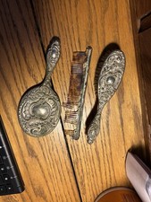 Vintage 3 Piece Vanity Set Hand Mirror Brush Comb Child Size