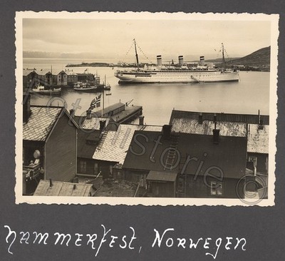 Foto Norwegen Hammerfest Schiff ''SS Reliance'' im Hafen 1936