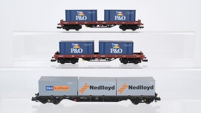 Electrotren H0 Konvolut Containertragwagen beladen ''P&O Nedlloyd'' DB