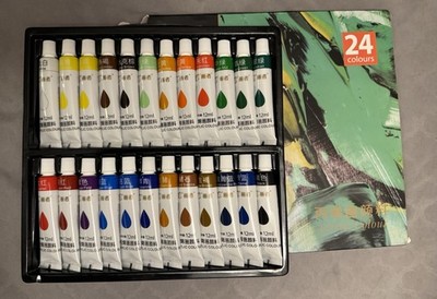 24 PC ACRYLIC Paint Set Professional Artist Color Painting 12ml Tubes