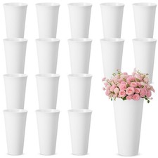 16 Pack Flower Buckets 9.84 Inch Plastic Flower Vases Modern Round Vases for ...