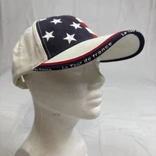 Le Tour De France Hat Cap Strapback Adjustable White American Flag Cycling