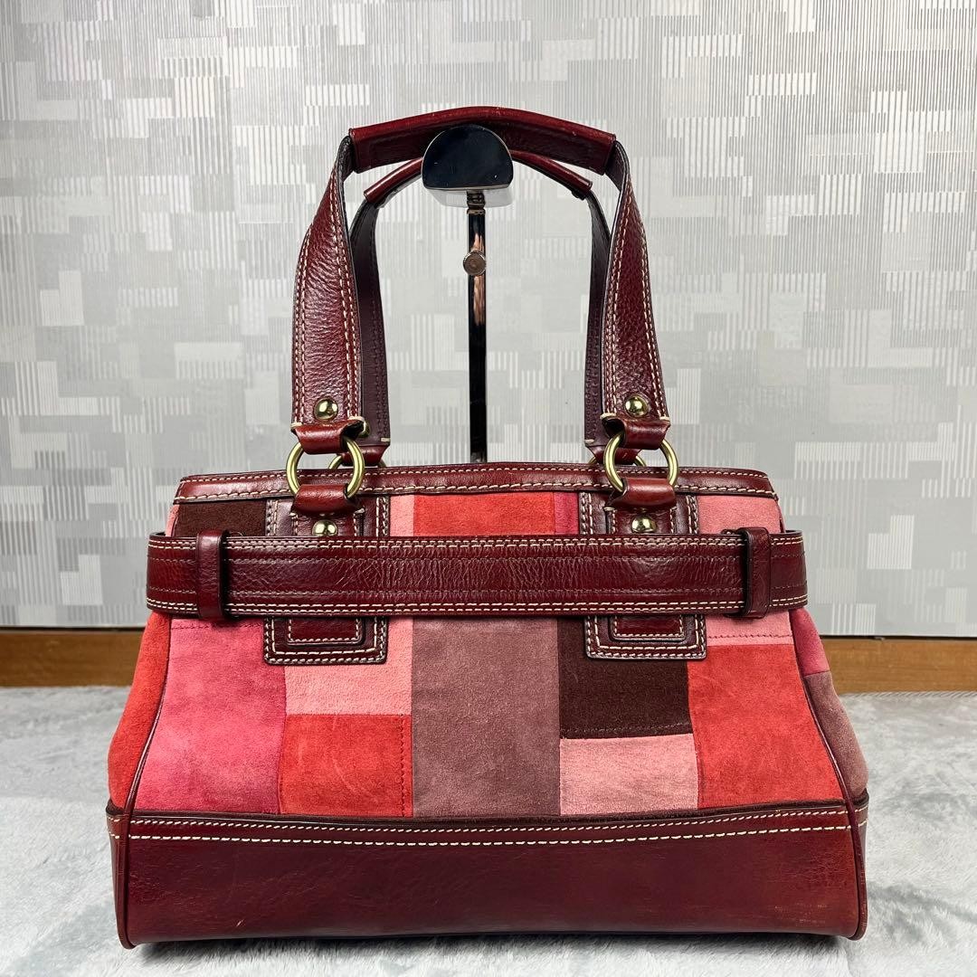 Coach Patchwork Suede Leather Mini Boston Bag Red… - image 20