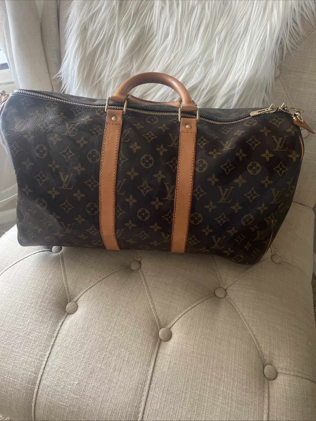 Louis Vuitton Keepall 45 Duffle Bag Brown Monogram Canvas