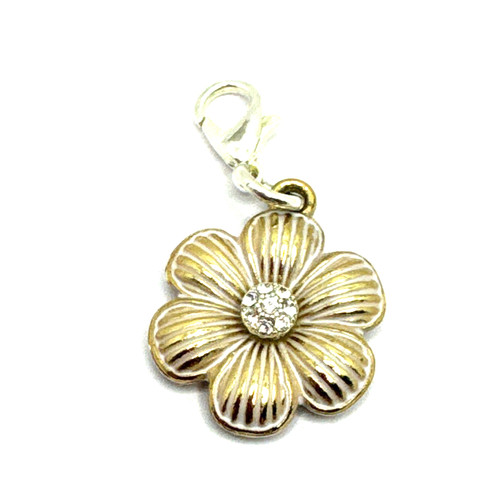Brighton Petal Pusher Gold Large Flower Crystal Center Custom Silver Clip Charm