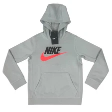 Nike Sportswear Club Fleece Big Kids Pullover Hoodie CJ7861-077 Grey Size Medium