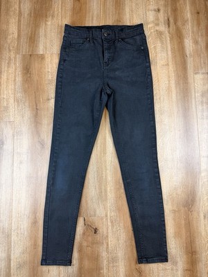 Topshop Moto Jamie Black Jeans Distressed High Rise Skinny Ankle Size 28