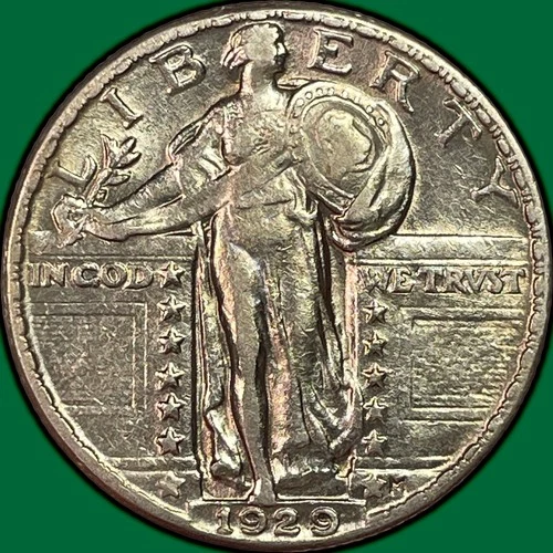 1929 Standing Liberty Quarter Almost Uncirculated AU Coin #37790