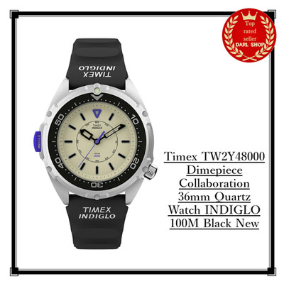 Timex TW2Y48000 Dimepiece Collaboration 36mm Quarzuhr INDIGLO 100M Schwarz Neu