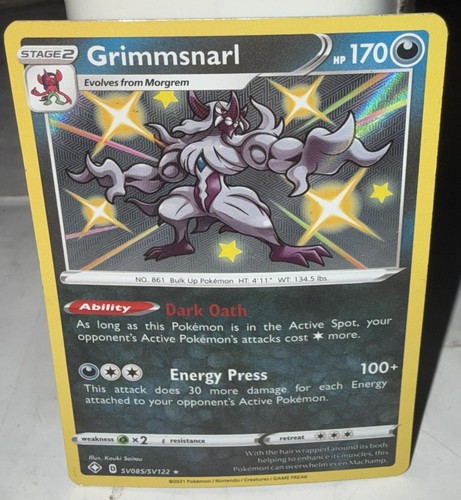 Pokemon Grimmsnarl Card SV085/SV122 Shining Fates Shiny Vault English Holo TCG