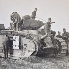 Foto 2WK Wehrmacht Panzer Renault Char B1 Battle Frankreich Tank Destroyed [D9b]