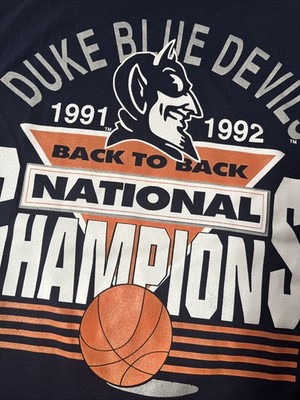 Vintage Duke 1991-1992 Back To Back National Champs Made In USA T-Shirt  Medium