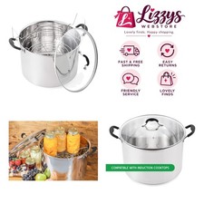 21.5Qt Induction Stainless Steel Water Bath Canner with Glass Lid  Jar Rack