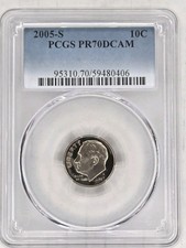 2005 S 10C Roosevelt Dime PCGS PR70DCAM
