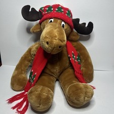 Vintage 1986 Mooseltoe Commonwealth Christmas Holiday Moose Stuffed Animal Plush