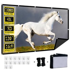 Foldable 120-inch Projector Screen,XINLEMY 4k 16:9 Anti-Crease Portable Washa...