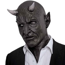 Demon Horn Latex Full Head Mask Horror Devil Halloween Cosplay FREE SHIPPING