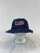 American Flag Bucket Cap Sun Hat Distressed NWT Sm Med UPF Protection Outdoor