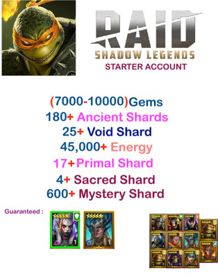 RAID Shadow Legends Account | 7000+ Gems | 180+ Shards | OP Starter |
