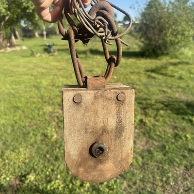 Antique Block and Tackle Barn / Maritime Pulley Hay Loft Wooden Iron Rustic 6.5 