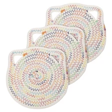 Pot Holders, 3pcs 7" - Cotton Trivets Set, Heat Insulation Pad (Iridescent)