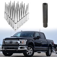 24* Chrome Spike Lug Nuts M14-1.5 4.3" & Key Wheel Lug Nuts For Ford F-150 F150