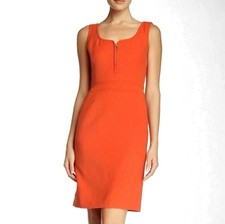 Tory burch Sz 6 Zachary Sleeveless Shift Orange Wool Sheath Dress