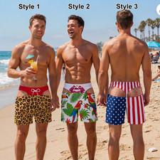 Funny Men s Swim Trunks, Custom Fake Underwea...