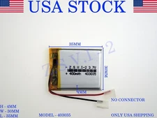 3.7V 400 mAh 403035 Lithium Polymer LiPo Rechargeable Battery (USA STOCK)