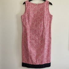 Talbots Dress Size 14 White Pink Paisley Sleeveless
