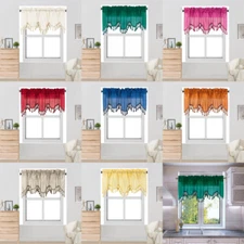 1PC BONITA SOLID COLOR SHEER WAVY VALANCE WINDOW CURTAIN W/BEAD TRIM CASCADING 