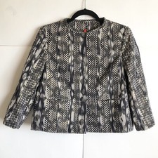 Piazza Sempione Gray Multi Printed Roundneck Three-Quarter Sleeves Jacket 42/6