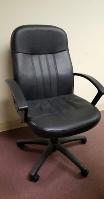 Profession Big Tall Leather Swivel Chair with Arm, Black Office