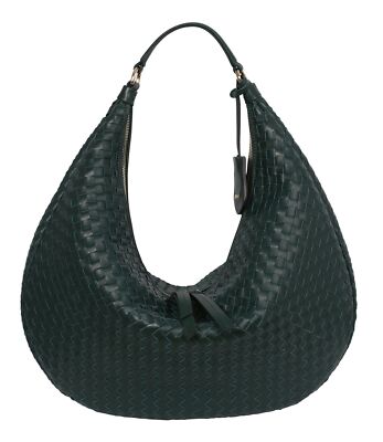 abro Leather Piuma Weaving Hobo Bag Nana L Schultertasche Tasche Pixie Green Neu