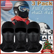 3pcs Full Face Balaclava Ski Mask Motorcycle Winter Windproof Thermal Fleece Hat