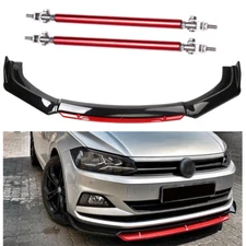 Front Bumper Lip Body Kit Splitter Spoiler Glossy Black Red For Volkswagen R