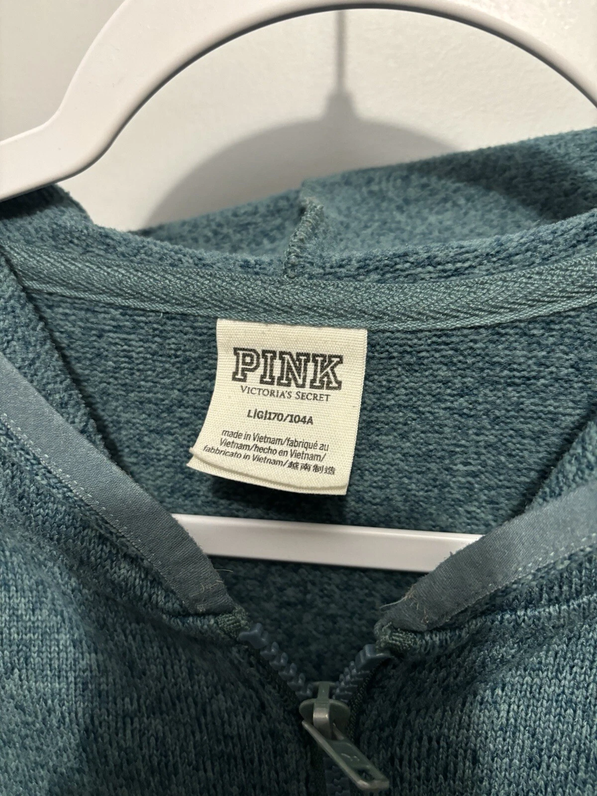 UNDERCOVER Victoria's Secret ROSA accogliente felpa con cappuccio loungewear taglia L verde tempo libero