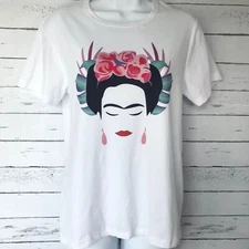 Frida Kahlo White T-shirt - Sz Small