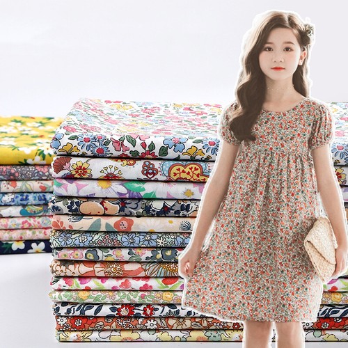 1*1.5m Floral Print Pure Cotton Poplin Fabric DIY Handmade Sewing Dress Cloth - Picture 7 of 41