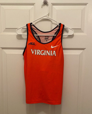 Virginia UVA Cavaliers Women's Track Team Issued Nike Orange White Tank Top XL