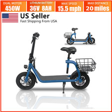 450W Sports Electric Scooter Adult Electric Moped Commuter with Seat E-Scooter