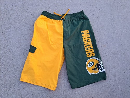 Green Bay Packers Burmuda Swim Trunks Shorts Youth Boys Tall 18/20 NFL Football