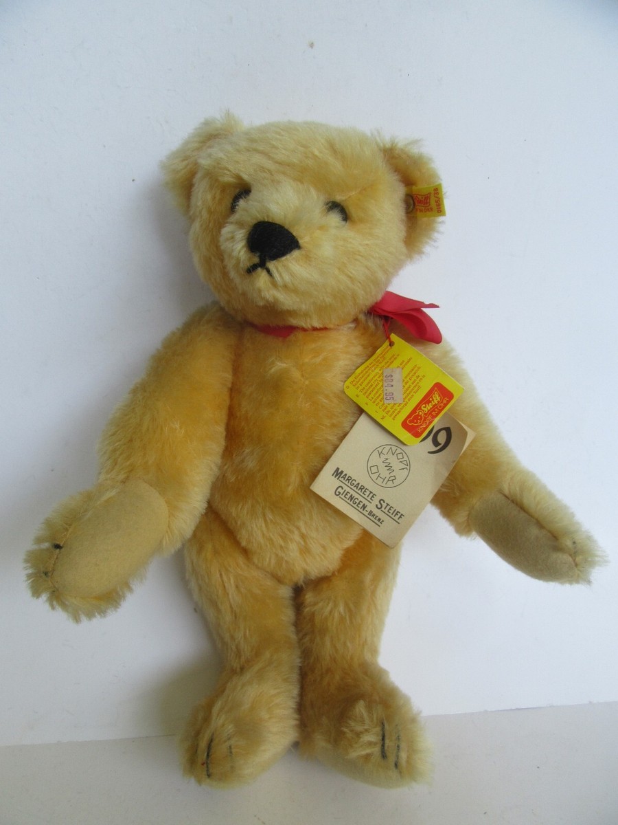 Vintage 1980's Steiff 1909 Replica Mohair Bear w/ Button Tags