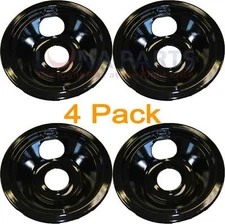 4 Pack Whirlpool Stove Range Cooktop 6" Black Porcelain Burner Drip Pan 4378455